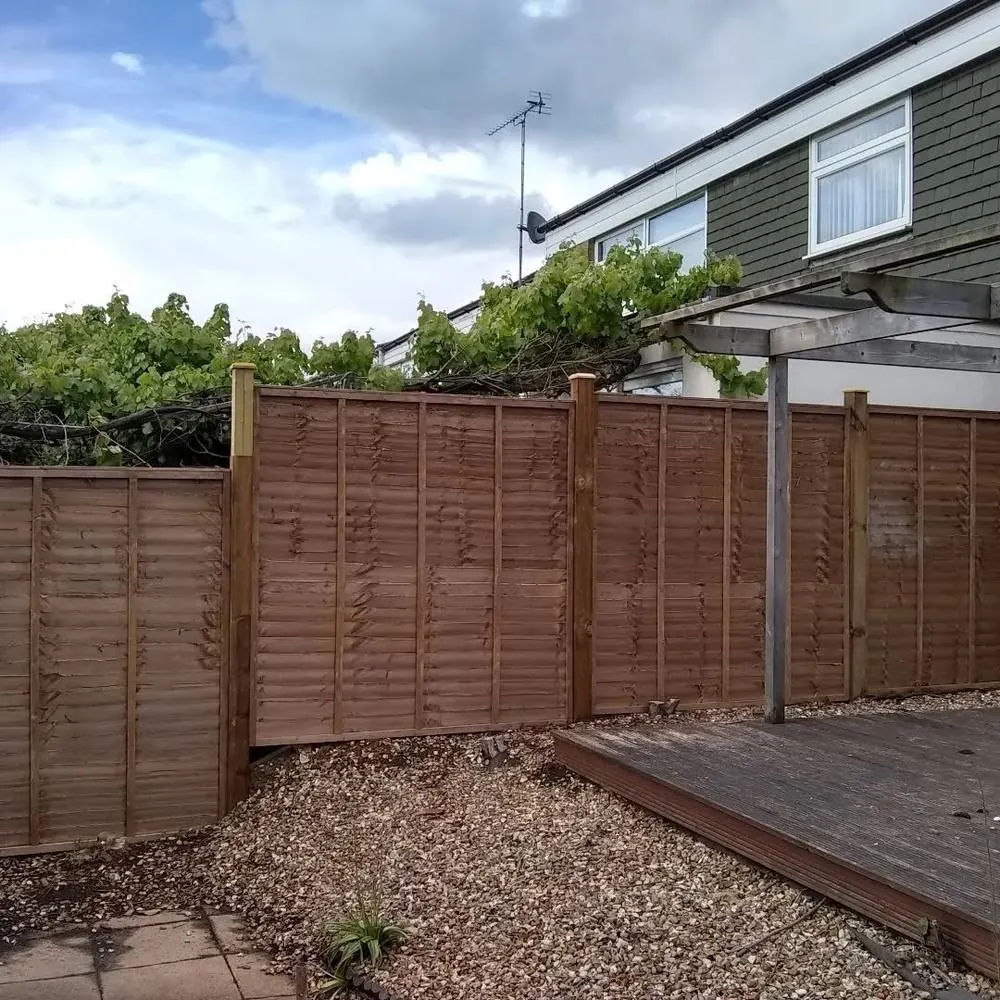 New lap fence panels in a back garden
