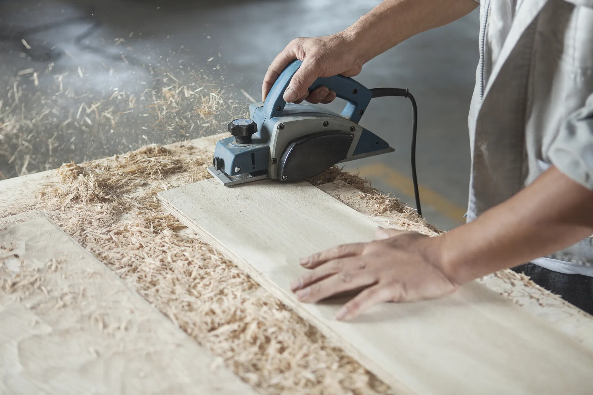 Sean Cantua at work as a carpenter in Stevenage